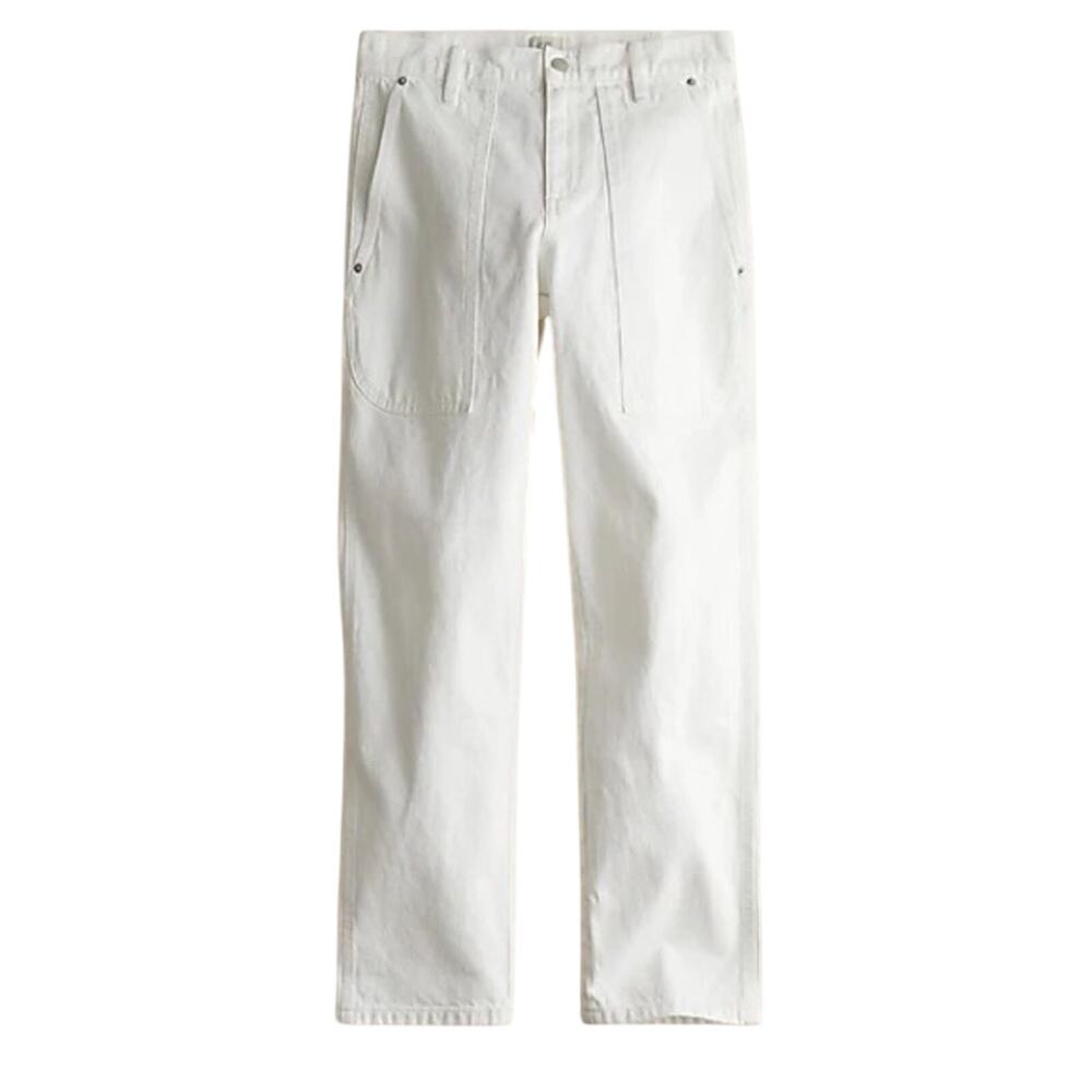 J. Crew High Rise Patch Pocket Straight Leg Jean in White NEW